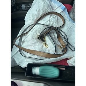 Set of 2 Adjustable Crossbody Handbag Straps Tan Brown and Light Grey Gold Tone